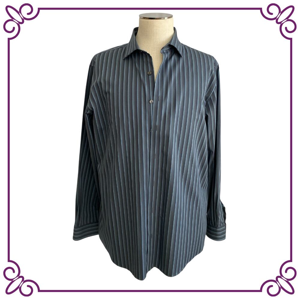 Kenneth Cole Reaction Long Sleeve Cotton Wrinkle Free Button Up Shirt Large